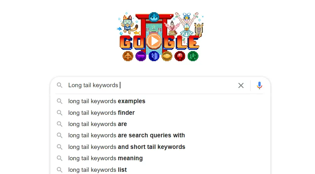 Long tail keywords Google autocomplete