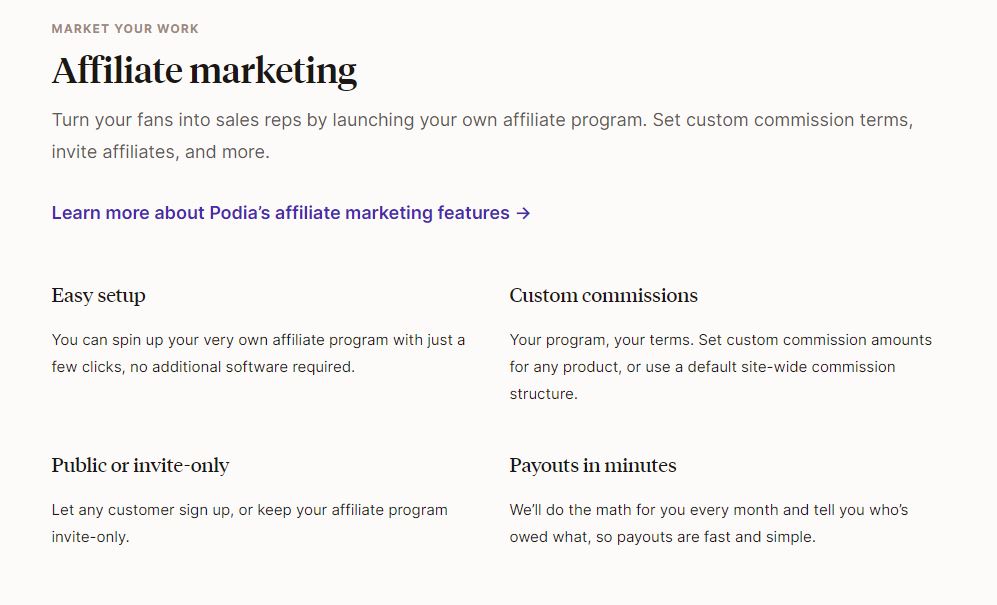 Affiliate marketing with Podia 