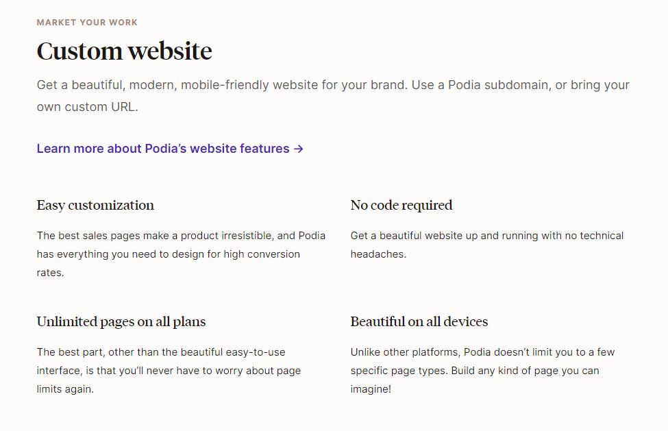 custom website with Podia 