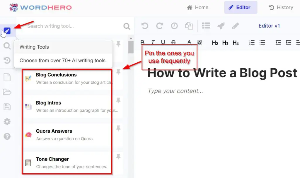 WordHero Long-form editor review