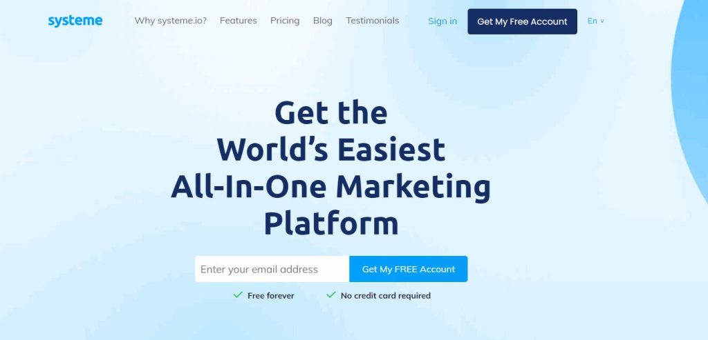 Systeme.io landing page builder 
