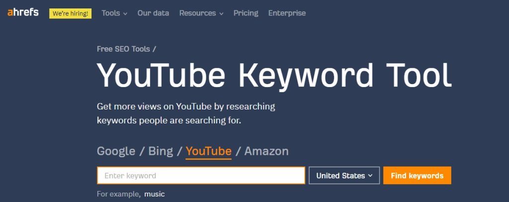 Ahrefs free keyword research tool 