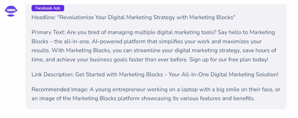 Facebook ad by  Marketing Blocks template  