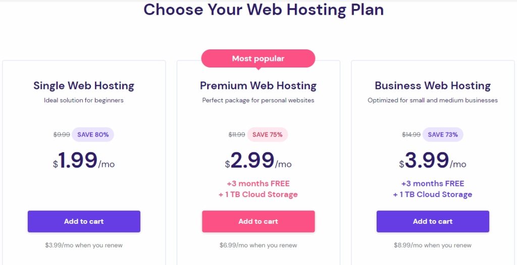 Creating an account on Hostinger and purchasing a web hosting plan 