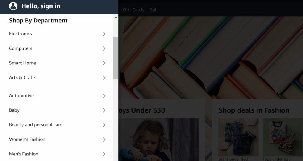 Amazon product categories for product selection and braindstorming