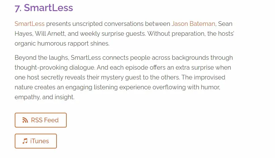 RSS feed of the SmartLess podcast for a blog 