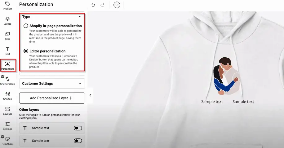 Gelato Shopify personalization 