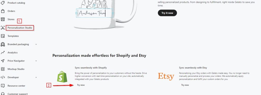 Gelato Personalization Studio's integration with Shopify