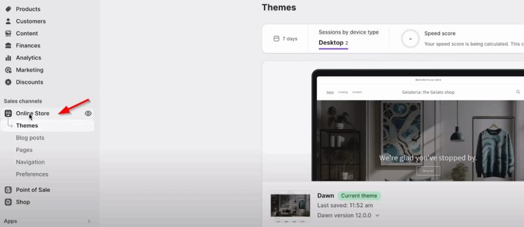 Shopify active theme for Gelato app embed