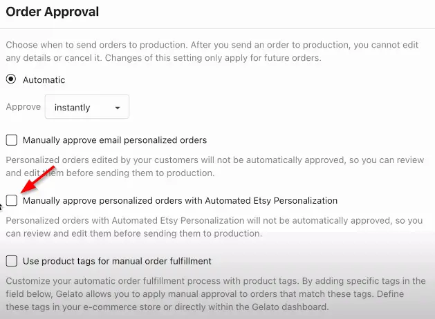 Manually approve personalized orders with Automated Etsy Personalization 